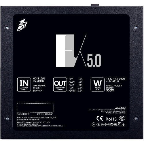 Блок питания 1STPLAYER FK 500W, 500Вт, 120мм, черный