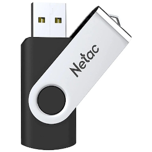 Флешка USB Netac U505 (NT03U505N-008G-20BK), 8Gb, USB 2.0, R/W 70/30, черный/серебристый