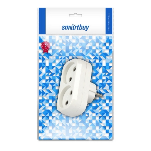 Плоский разветвитель Smartbuy (SBE-10-A02-2) 2 гнезда без заземления плоский 10А 250B