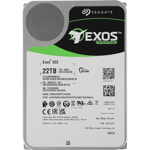 Жесткий диск Seagate HDD Exos X22 ST22000NM001E 22Tb 7200rpm SATA-III 512Mb 3.5"