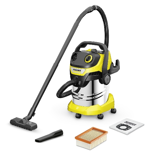 Строительный пылесос Karcher WD 5 S V-25/5/22 желтый, 1100 Вт, уборка сухая/сбор воды, пылесборник мешок/контейнер, 25 л