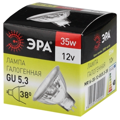 Лампа галогенная ЭРА 35Вт 12В GU5.3 MR16 C0027355