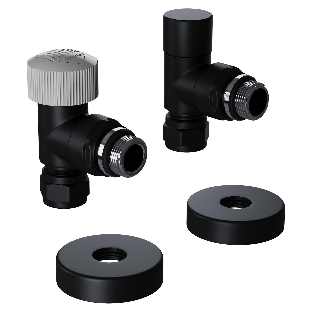 Набор термостатический угловой Royal Thermo Design Pro 15мм М30х1,5 черный