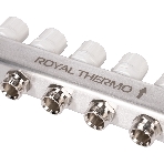 Коллектор Royal Thermo нерж. в сборе универсальный 1" ВР-3/4" НР с автомат. воздухоотвод-ми 6 вых.
