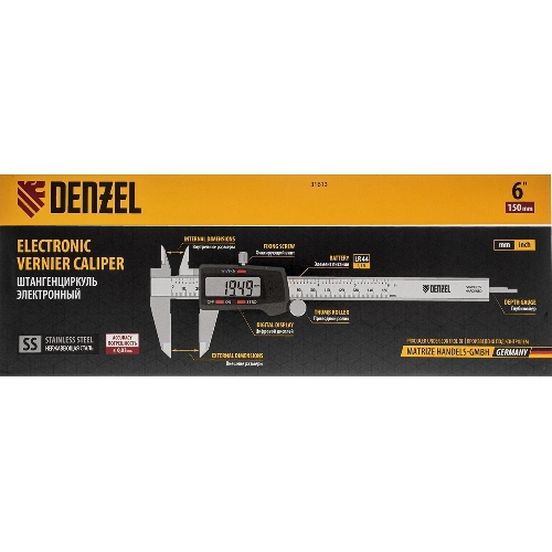 Штангенциркуль Denzel, 150 мм, электронный, с глубиномером