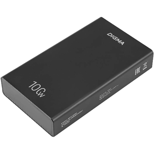 Портативный аккумулятор Digma DGPD100WA 20000mAh QC3.0/PD3.0 100W 5A 2xUSB-A/2xUSB-C черный