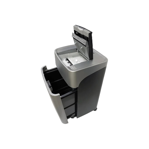 Шредер Office Kit SA375 серый/черный с автоподачей (секр.P-4) фрагменты 375лист. 42лтр. скрепки скобы пл.карты CD