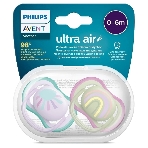 Пустышка Philips Avent ultra air, солнышко/радуга, для девочек, 0-6 мес., 2 шт.