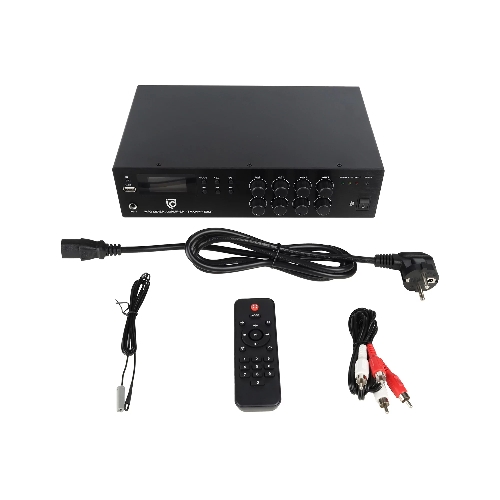 Микшер-усилитель Intrend ITMXAMP-60MT MP3, FM тюнер, USB, Bluetooth, 2хMic/3хLine входы, 1хLine выход,60 Вт, 4/8Ом/100V, IR-пульт в комплекте