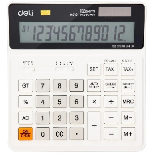 Калькулятор бухгалтерский Deli EM01010 белый 12-разр.