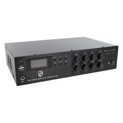 Микшер-усилитель Intrend ITMXAMP-60MT MP3, FM тюнер, USB, Bluetooth, 2хMic/3хLine входы, 1хLine выход,60 Вт, 4/8Ом/100V, IR-пульт в комплекте