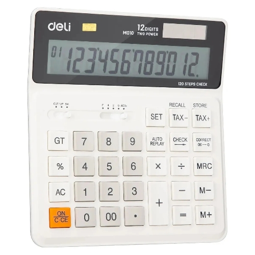 Калькулятор бухгалтерский Deli EM01010 белый 12-разр.