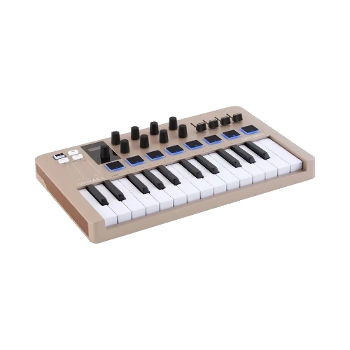Клавиатура MIDI 231508 Arturia MiniLAB 3 Champagne 25 клавиш, 8 энкодеров, 8 RGb пэдов, 8 фейдеров, дисплей, сенсорные регуляторы Pitch/Modulation, MIDI-выход, 1/4" Jack вход педали, режим Chord, арпеджиатор, USB-C