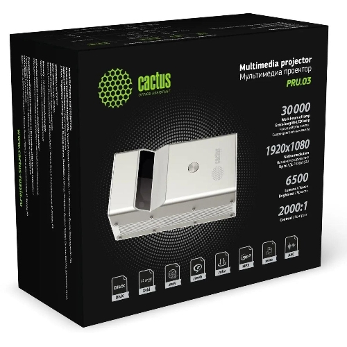 Проектор Cactus CS-PRU.03WT.WUXGA-A DLP 6500Lm (1920x1080) 2000:1 ресурс лампы:30000часов 1xUSB typeA 1xHDMI 1.5кг