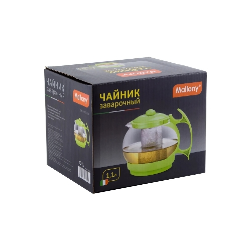 Чайник заварочный Mallony Decotto-1100 с пластик ручкой, фильтр из нерж ст, 1,1 л