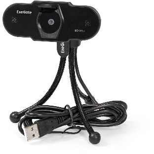 Веб-камера ExeGate BlackView C525 HD 1280x720, 30 кадр/с, USB Type-A, микрофон (шумоподавление), шторка приватности, универсальное крепление, штатив в комплекте