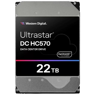 Жесткий диск серверный Western Digital 3.5"; 22Tb Ultrastar DC HC570 (WUH722222ALE6L4) SATA 6Gb/s, 7200rpm, 512MB, 4k/512e, Helium, Bulk
