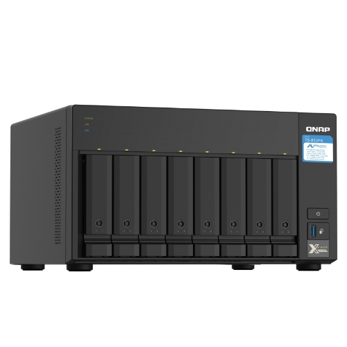 Сетевое хранилище без дисков SMB QNAP TS-832PX-4G 8-Bay NAS, AL324 64-bit quad-core 1.7GHz, 4Gb DDR4 SO-DIMM RAM (up to 1x16 Gb), 8 x 3.5"/2.5" drive slots, 2 x 10GbE SFP+ LAN, 2 x 2.5 GbE LAN, 3 x USB 3.2, PCIe slotGen.2 x 2, 3xUSB 3.2