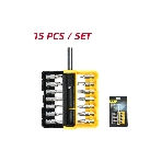 Набор бит 14 шт c держателем Deli DL251201 (SL4,SL5,SL6,PH0,PH1,PH2,PH3,T15,T20,T25,H5,H6,PZ1,PZ2), сталь S2, пласт.держатель