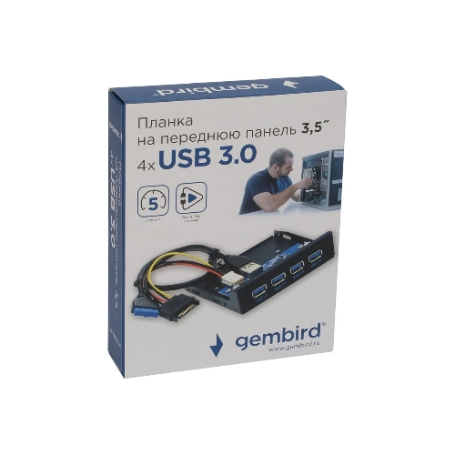 Планка USB 3.0 на переднюю панель 3.5" Gembird FP3.5-USB3-4A, USB, 4xUSB-A 3.0