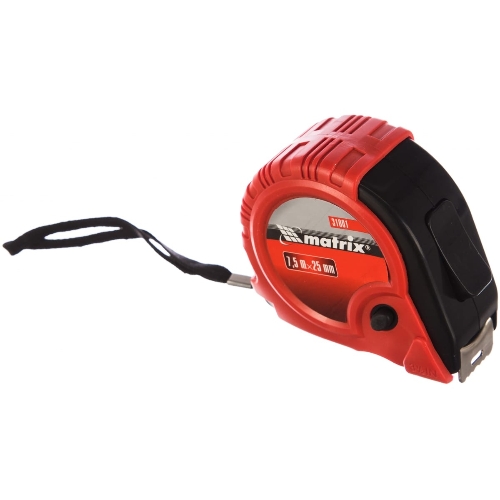 Рулетка Matrix Rubber, 7,5 м х 25 мм, обрезиненный корпус