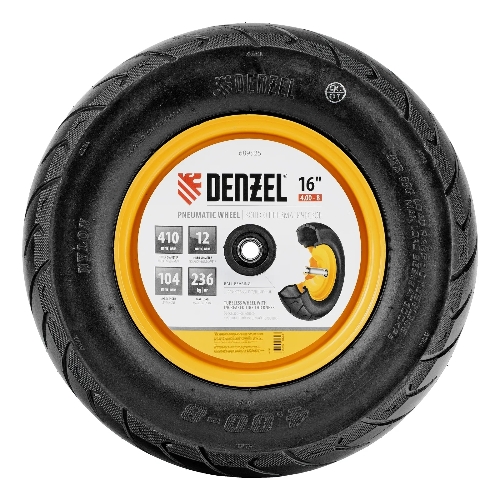 Колесо пневматическое бескамерное Denzel 16х4.00-8 D410мм, d20мм, длина оси 104мм