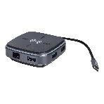 Многофункциональная док-станция Intrend ITACS-9W Type-C с беспроводной зарядкой 3 встроенных высокоскоростных USB 3.0, встроенный высокоскоростной TF и SD карт ридер, разъем RJ-45 для подключения к локальной сети HDMI 4K/30Hz, 60W Power Delivery порт,