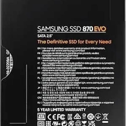 Накопитель SSD Samsung 870 EVO, 1Tb, SATA III, 2.5", R/W 560/530