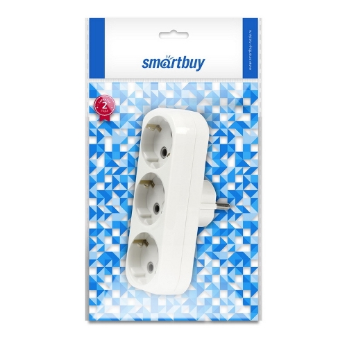Тройник Smartbuy (SBE-16-A02-3z) 3 гнезда с заземлением плоский 16А 250B