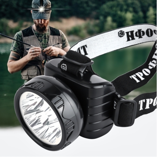 Фонарь налобный ЭРА светодиодный Трофи TG9 ударопрочный, 9 LED, 2 режима, аккумуляторный, черный