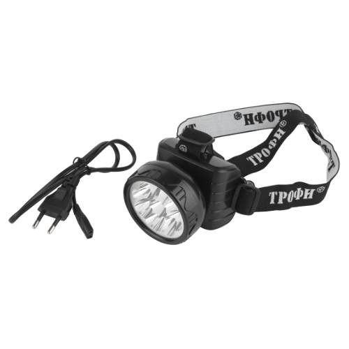 Фонарь налобный ЭРА светодиодный Трофи TG9 ударопрочный, 9 LED, 2 режима, аккумуляторный, черный