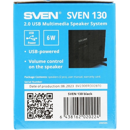 Акустическая система SVEN 130, черный (6 Вт, питание USB)