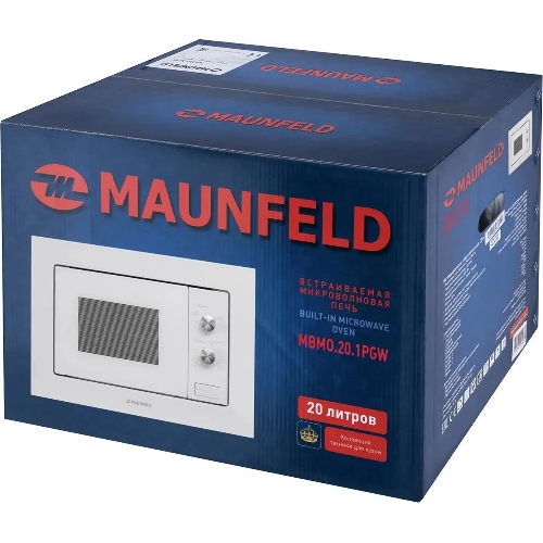 Микроволновая печь встраиваемая Maunfeld MBMO.20.1PGW белый, 20 л, 800 Вт, переключатели - поворотный механизм