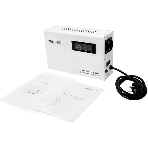 Настенный стабилизатор напряжения SMARTWATT AVR SLIM 1000RW (100W - 260W, 1000VA, 1 кВт, 50 Гц, розеток - 1, LED-дисплей
