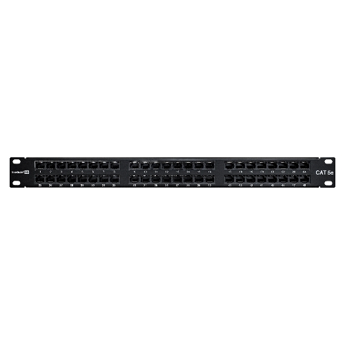 Патч-панель UTP 19" 48 port кат.5e ExeGate разъем KRONE&110 (dual IDC), 1U, RoHS, черный