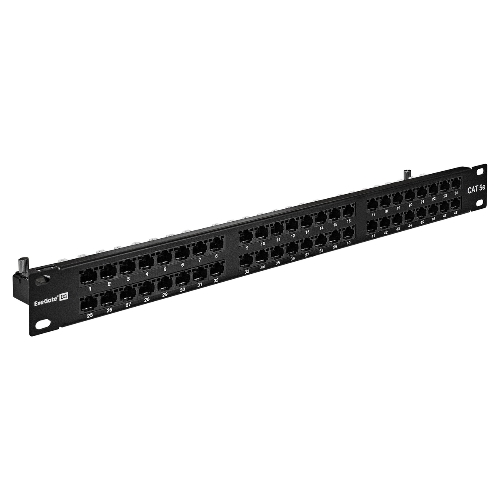 Патч-панель UTP 19" 48 port кат.5e ExeGate разъем KRONE&110 (dual IDC), 1U, RoHS, черный