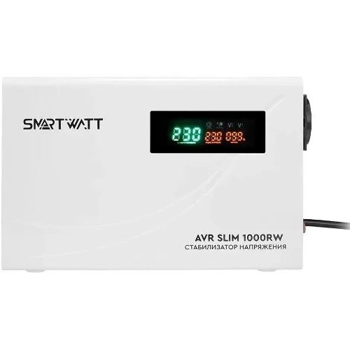 Настенный стабилизатор напряжения SMARTWATT AVR SLIM 1000RW (100W - 260W, 1000VA, 1 кВт, 50 Гц, розеток - 1, LED-дисплей