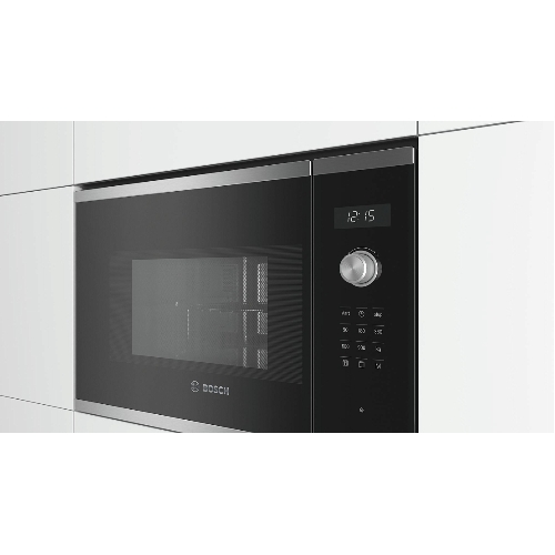 Встраиваемая микроволновая печь Bosch BEL554MS0 нержавеющая сталь/черный, 25 л, 900 Вт, переключатели - поворотный механизм/сенсор