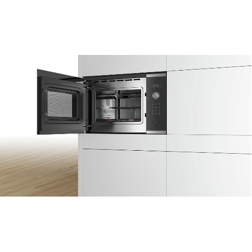 Встраиваемая микроволновая печь Bosch BEL554MS0 нержавеющая сталь/черный, 25 л, 900 Вт, переключатели - поворотный механизм/сенсор