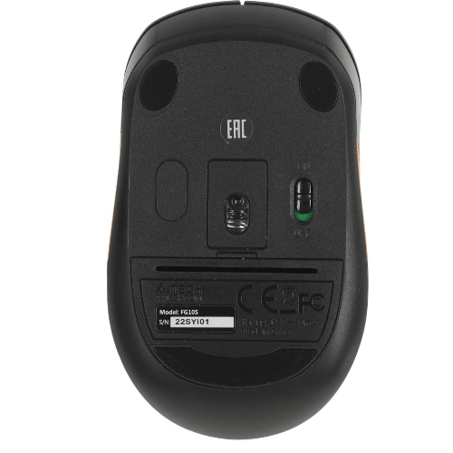 Мышь беспроводная A4Tech Fstyler FG10S черный/оранжевый, 2000 dpi, радиоканал, USB, кнопки - 4