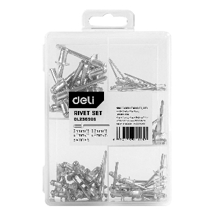Набор заклепок Deli DL236906 75 шт (2.4мм,3.2мм,4.0мм,4.8мм,6.0мм) * 15 шт Пластиковая коробка.