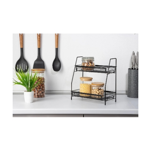 Этажерка настольная двухуровневая Mallony L’ordine Nero, 31,5*17*33 см