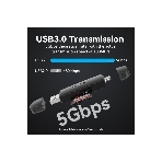 Кард-ридер Vention CLKB0/черный/SD,SDHC,SDXC,TF,micro-SD,micro-SDXC,miсro-SDHC/USB 3.0/Type C/OTG/пластик