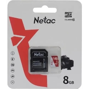 Флеш карта Netac P500 ECO MicroSDHC 8Gb C10 NT02P500ECO-008G-R,, адаптер в комплекте