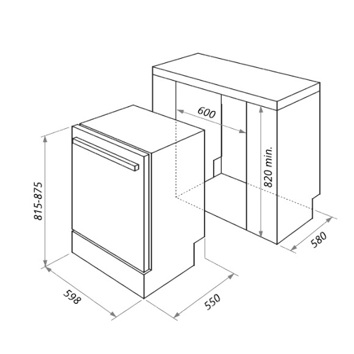 Встраиваемая посудомоечная машина HOMSair DW64E, серебристый, 59.8 см, 12 компл., 49 дБ, класс A++
