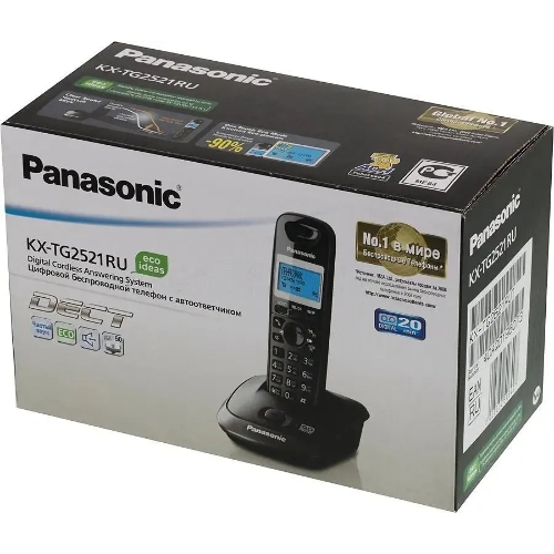 Телефон беспроводной (DECT) Panasonic KX-TG2521RUT (титан) АОН, Caller ID,спикерфон,голосовой АОН,полифония,цифровой автоответчик