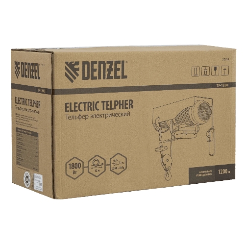 Тельфер электрический Denzel TF-1200, 1.2 т, 1800 Вт, высота 12 м, 8 м/мин