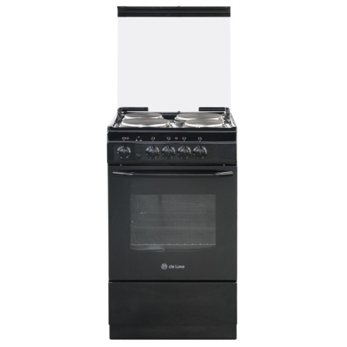 Плита электрическая De Luxe 5004.13э (кр)-001 черный, конфорок 4 шт, духовка 43 л, 50 см x 85 см x 50 см