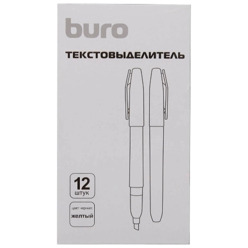 Текстовыделитель Buro Base, скошенный пишущий наконечник, 1-4мм, желтый, коробка