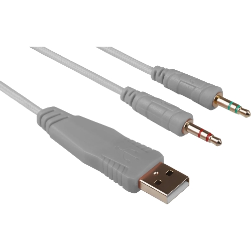 Гарнитура Defender Ghost LED белый, проводная, USB / 2 x mini jack 3.5 мм, подсветка